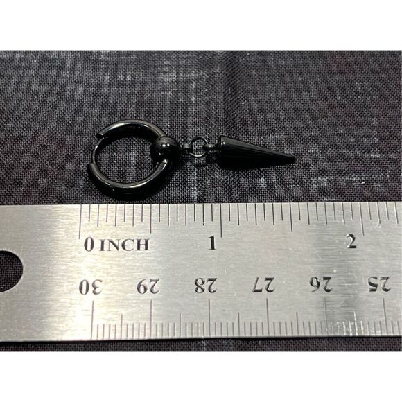 Hoop Inspired Black in Color Standard Stud Earrings - Picture 2 of 3